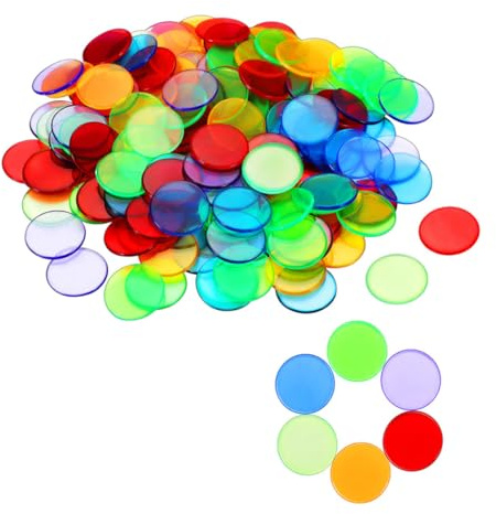 AMUSLESUR 200 pièces Jetons de Jeu Bingo Plastique Colorés pour Garçon Fille Résistants Burr Compteurs pour Comptage et Apprentissage Jeu de Société Éducatif