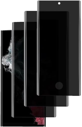 zonyee 3 Piezas Protector de Pantalla de Privacidad para Samsung Galaxy S22 Ultra, Anti Espía Protectora Película de Cristal Vidrio Templado - 9H Dureza, Anti Arañazo, Sin Burbujas, Fácil de Instalar