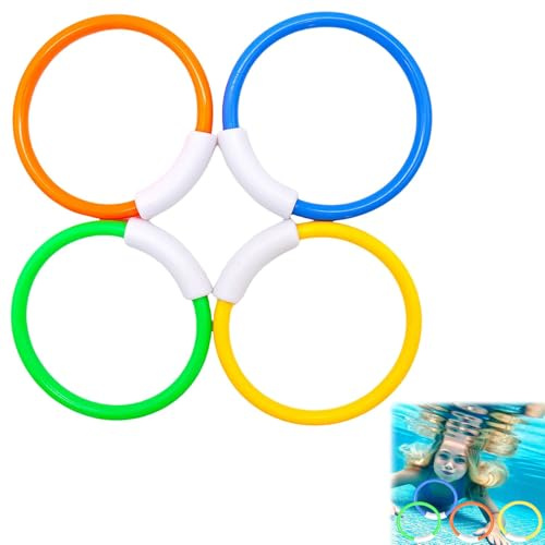 Rakiuty Unterwasser Tauchringe für Unterwasserspiel, Pool-Tauchring-Spielzeug, 4 Stück