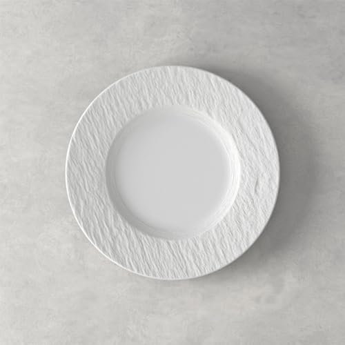 Villeroy & Boch Manufacture Rock Lot de 6 assiettes à petit-déjeuner en porcelaine de qualité supérieure Blanc 22 cm