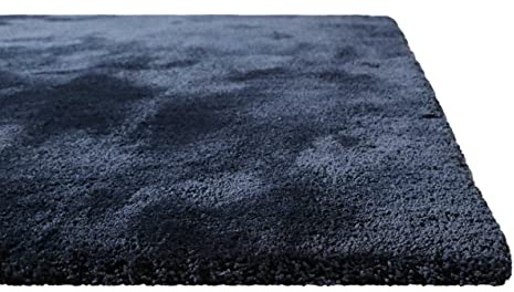 Homie Living Pisa Hochflorteppich, 130 x 190 cm, dunkel blau | Hochflor Teppich Uni, Modern, weich, flauschig, kuschelig, Für Wohnzimmer Schlafzimmer