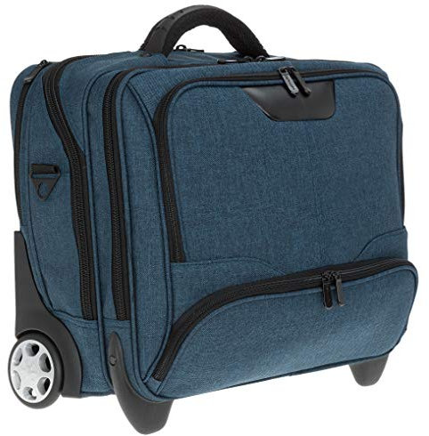 Dermata Trolley Pilotentrolly mit Polstertasche 17 Zoll [41 cm x 29 cm] + Ledermäppchen (DARKBLUE Two Tone)