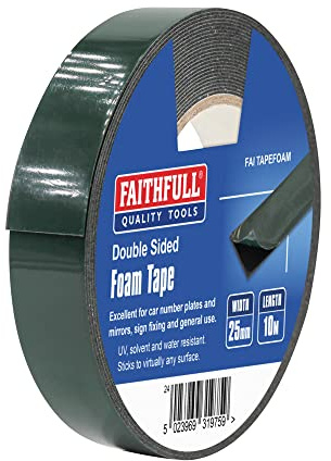 Faithfull Ruban adhésif double face en mousse Noir 25 mm x 10 m