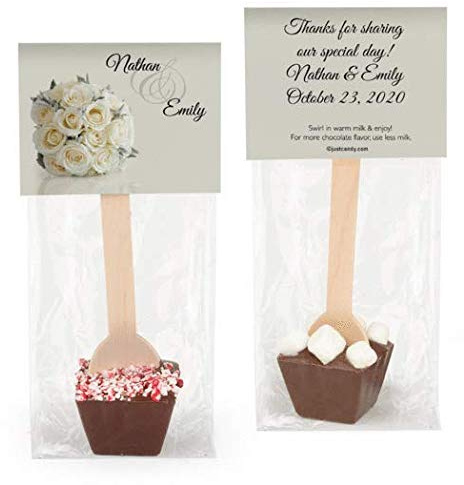Hot Chocolate Spoons (12 Pack) Personalized Wedding Favors Gourmet Dark Chocolate