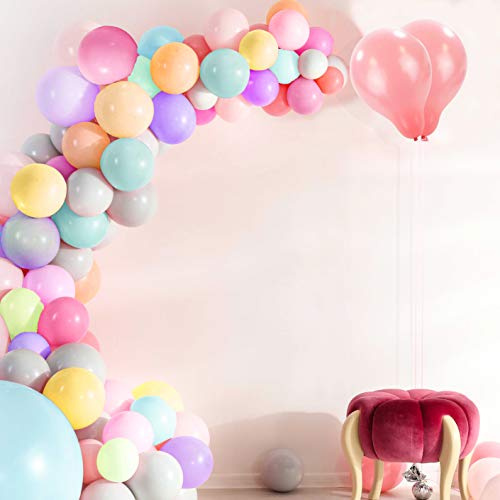 TRIXES 100 x Pastell-Luftballons – pastellfarbene Latex-Regenbogen-Luftballons – Ballonbogen-Set mit Ballonstreifen und Klebepunkten für Hochzeiten, Partys, Geburtstage und Babypartys | DIY-Ballonbogen-Set mit Ballonband & Klebepunkten – Perfekt für Hochzeiten, Partys, Geburtstage, Baby Shower & mehr