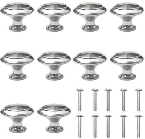 10 Packs Drawer Knobs, Cabinet Door Knobs Wardrobe Knobs Handle Cupboard Door Knobs with Screw for Drawer Cabinet Cupboard Wardrobe- Alloy & Stainless Steel(20 * 29.5mm)
