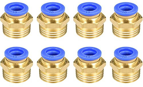 PC10-04 Push to Connect Fittings, 10mm Tube OD x 1/2” G Thread, Straight Pneumatic Quick Fitting Air Line Connector 8Pcs