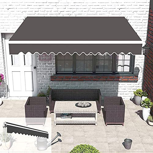 0℃ Outdoor Einziehbare Markise, Gelenkarmmarkise mit Handkurbel, Markise mit Wasserdichter Beschichtung, Sonnenmarkise Winkel Längeinstellung(5-35°), Sonnenschutz für Balkon Terrasse,Dark Gray,2x1.5m