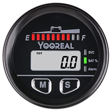 YOOREAL Indicatore di batteria Manutenzione SVC Avviso di tensione 12-48V | Adatto per auto da club, roulotte da viaggio, carrelli elevatori, lavatrici-asciugatrici, camper, auto elettriche