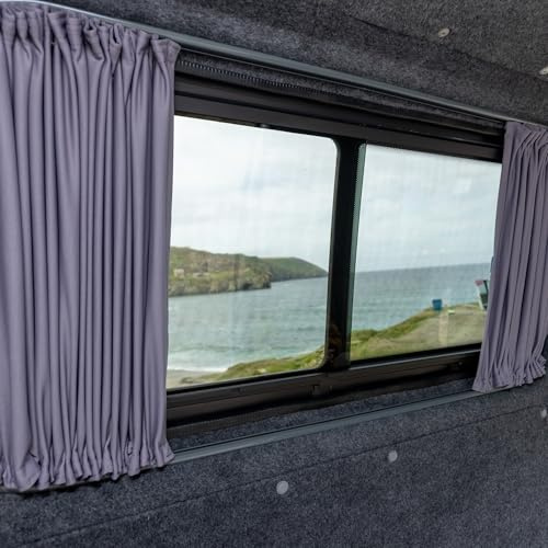 Shore Vans Blackout Curtains Compatible with Citreon Relay, Fiat Ducato, Peugeot Boxer (Grey, Barn Doors)