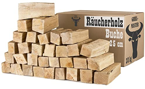 Buche Smoker Holz Räucherholz Brennholz 30 kg Buchenholz ohne Rinde 25 cm Kaminholz Smoke Feuerholz Grillen Wood BBQ Rauch Raeuchern Smokewood Grillmaster