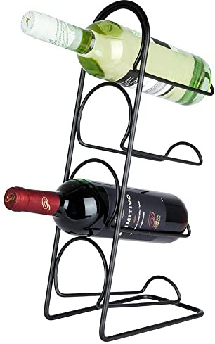 Vilde Weinregal Flaschenständer Weinhalter Flaschenregal 4 21x12x43 cm | Weinflaschenhalter aus Metall für Flaschen, schwarz