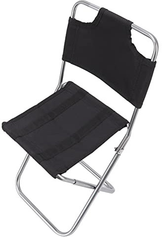 Kuuleyn Campingstühle, Klappstuhl, Klappstuhl, atmungsaktiver Stoff, tragbarer Kleiner Rückenlehnen-Angelstuhl für Camping, Grillen, Rucksackreisen, Schwarz
