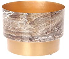 Pandecor Ciotola Coppa in Metallo Effetto Marmo Marrone e Oro d. 35,5 x h. 23 cm