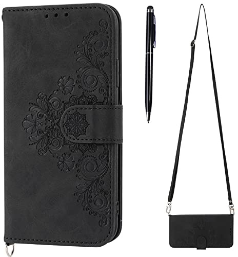 TOUCASA Kompatibel mit Samsung Galaxy A51 4G/M40s Hülle mit Band, Handykette Handyhülle Samsung A51 4G/M40s, PU Leder Flip Klappbar Magnetische Wallet Tasche Schutzhülle Flipcase Klapphülle (Schwarz)