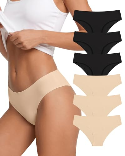 SHARICCA Damkalsonger, sömlösa, andas, stretch, damer, trosor, hipster, bekväma underkläder för kvinnor, flerpack, 6-pack flerfärgad 05, S