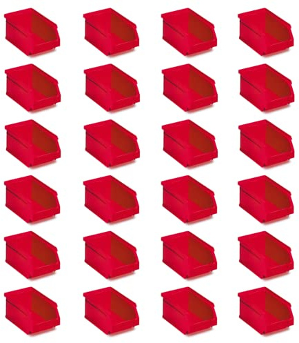 Tayg Lot de 24 tiroirs en plastique empilable n. 51 - Organisateur pour vis, tiroirs, boîte de stockage, bacs en plastique rectangulaires, 17 x 10 x 8 cm, couleur : rouge