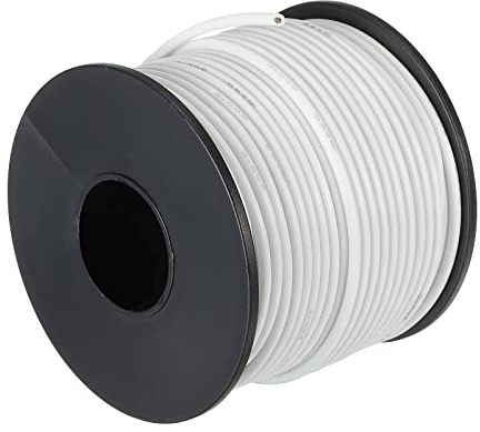 sourcing map Filo in silicone calibro 18, filo elettrico 18 AWG, filo di collegamento ad alta temperatura, filo di rame stagnato da 30 m, bobina bianca per cablaggio modello, cablaggio fai da te