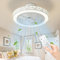 TYDOJK Ceiling Fan with Lights Dimmable 3 Colors 20 Reversible Ceiling Fans with Remote Control 6 Wind Speeds Smart Timing Bladeless Ceiling Fan Light Low Profile Flush Mount Enclosed Ceiling Fan