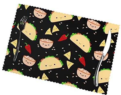 Juego de 6 manteles Individuales para Fiesta de Taco Tuesday, Resistentes al Calor, Antideslizantes, Lavables para Mesa de Comedor de Cocina