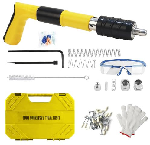 Manuelle Mini Nagelpistole, 120Pcs Runden Nägeln/5 Gänge Nagelpistole aus Stahl, Tragbare Nail Gun, Einstellbare/Schalldämpfer Wand Nagelpistolen für Zementwand/Decken/Haushalt