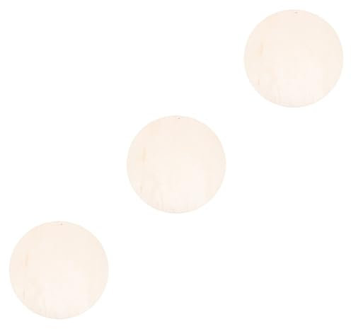 Garneck 3pcs Unfinished Round Wooden Board for Airdry Clay DIY Craft Making Material Retro Style