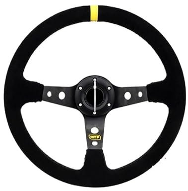 Sportlenkrad Auto-modifiziertes Sportlenkrad, Wildleder, Mattes Leder, 14 Zoll, 350 mm, 6-Loch, rot, blau, gelb, Nachahmung SportlenkräDer (Color : Yellow)