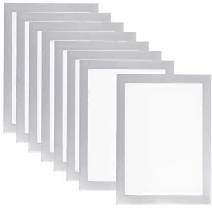 PATIKIL 8 Stück Magnetrahmen, A5 Info-Rahmen selbstklebend Aufklappbarer mit Magnetverschluss bilderrahmen für Postkarte Hinweis Zeichnung, Transparente Oberfläche, Silber