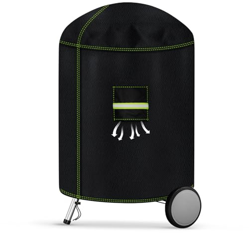 VDISRR Kugelgrill Abdeckung, Schwerlast 600D Oxford Gewebe Grillabdeckung Wetterfest mit Lüftungsfenster, Abdeckhaube für Kettle Holzkohlegrill, Schutzhülle für Rundgrill, Ø50x81cm