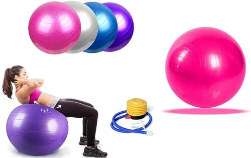 Yoga-Ball, Pilates-Ballstuhl, tragbarer Gymnastikball für Yoga, extra Dicker Yoga-Ball für die Schwangerschaft – platzsicher, rutschfest, Premium-Pilates-Ball für Übungen, Pink, 55 cm