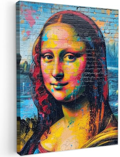 MuchoWow© Wandbilder 50x70 cm Schlafzimmer Home Deko Wohnung Bild Wohnzimmer Fotoleinwand Wand Bilder Leinwand Wall Decor Graffiti - Mona Lisa - Street Art
