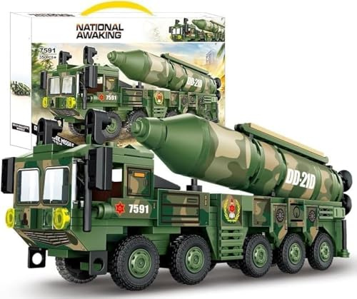KeKeDuo Panzer Bausteine Bauset, 350 Teile Militär DF-21D Ballistic Missile Modellbausatz, Klemmbausteine Tank Konstruktionsspielzeug Kompatibel mit Andere Marken