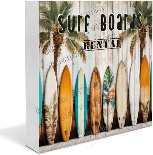 Surfbrett-Holz-Schild, Surfing-Geschenke für beste Freunde, lustige Kabinendekoration, Regaldekoration für Badezimmer, Tisch, Tafelaufsatz, Dekoration, Holzblockschilder für Regal,