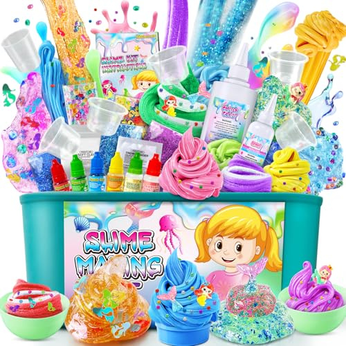 DIY Schleim Kit, Slime Making Kit für Mädchen 3-12, Butter Schleim | Wolke Schleim mit Add-ins, Schaumstoffkugeln, Charms, Slime Party Favors Geschenk Spielzeug für Kinder