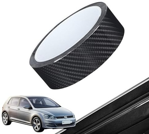 Carbon Folie Auto Einstiegsleisten Schutz 3cm*5m Autofolie Matt Schwarz Auto Einstiegsleisten Kohlefaser Aufkleber, Lackschutzfolie für Türkanten, Stoßstangen, Kofferraum