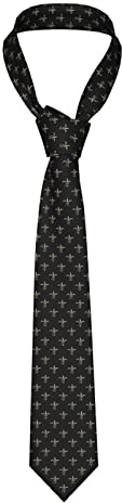 ATOurDealss Cravate drôle pour homme Argenté/noir Motif fleur de lys Cravate douce pour homme, comme sur l'image, taille unique