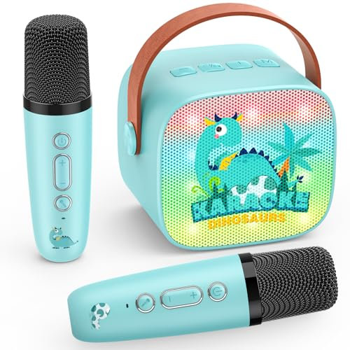 Dislocati Regalo Niño 3-12 Años, Karaoke Infantil 2 Microfonos Inalambricos Karaoke Microfono Juguetes Niños 3-12 Años Micro Bluetooth Regalo Cumpleaños para Niños Dinosaurios Juguetes