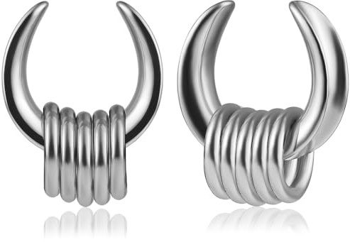 DOEARKO Flesh Tunnel Dilatatore Orecchio in Acciaio Inossidabile Calibri per Orecchie Double Flared Seashell Tunnel Ear Stretching Piercing Corpo Gioielli per Uomini e Donne (Argentato, 10MM)