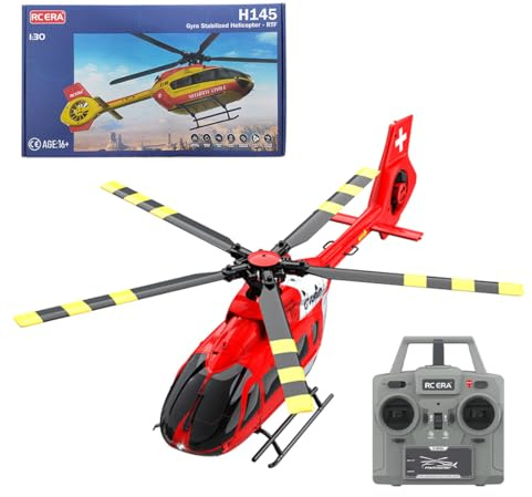 BAUBAUPLAY RC Hubschrauber, C190 1/30 H145 Ferngesteuertes Helicopter, 2.4G 6CH Single Rotor ohne Querruder Militär Hubschrauber Spielzeug Geschenk für Erwachsene - RTF