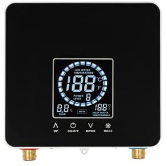 Chauffe-eau électrique instantané 7500 W - Chauffage mural avec affichage LED - Télécommande - Chauffe-eau pour cuisine, salle de bain - Température réglable - Noir