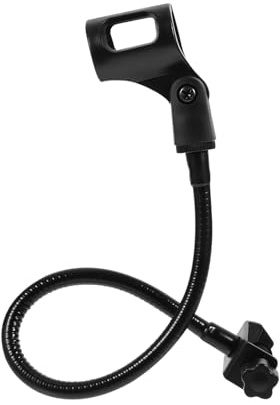 Black Gooseneck Microphone Stand Desk Clip-on Bracket Adjustable | Iron Spray-painted Build, Hands-free Recording Support, Wide Microphone Compatibility