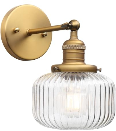 Phansthy Vintage Wandleuchte Modernes gestreiftem Klarglas Wandbeleuchtung Industrie Loft-Wandlampen im Landhausstil für Flur Schlafzimmer Wohnzimmer Küche Badezimmer Gästezimmer etc(Antike Farbe)