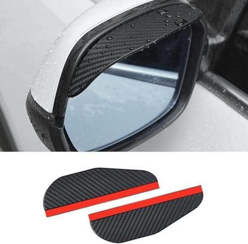 2 Pcs Black Car Rear View Mirror Rain Visor Guard, Carbon Fiber Side Mirror Rain Eyebrow Guard, Auto Mirror Rain Visor Smoke Guard, Car Exterior Trim Accessories for Cars Truck and SUV