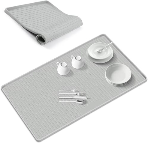 Kalolary Alfombrilla de silicona para escurrir, alfombrilla para encimeras de silicona, para encimeras de cocina, fregadero, mesa, frigorífico (36 x 24)