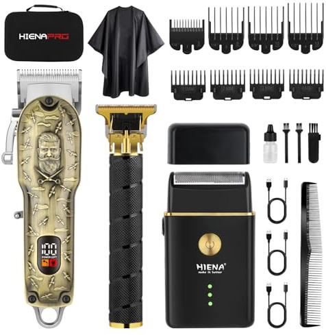 HIENA PRO Hair Clipper Set & Trimmer Kit for Men, Professional Electric Beard Trimmer and Foil Shaver, Facial Grooming Tools, USB Charging, Perfect Gifts for Men