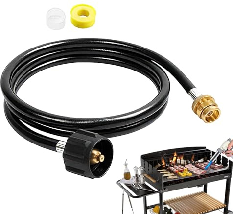 Tuyau de gaz propane – Grille de raccordement de réservoir de 1,8 m – Ligne flexible avec connecteurs pour chauffage de jardin, patio, brûleur, lampe de poche, réchaud de camping, barbecues portables
