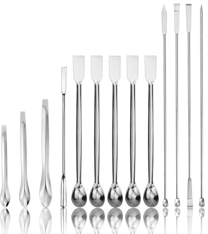 Jooehyer Kit di Spatole da Laboratorio per Misurini - Piccole Spatole da Laboratorio per la Miscelazione di Polveri e Gel Nelle Capsule.