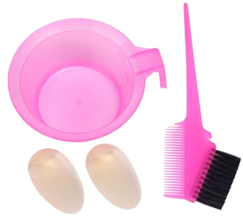 VICASKY 2 Sets Hair Dye Comb and Bowl Set Double-sided Professional Hair Coloring Brush Diy Salon Hairdressing Tool Pink for Mixing and Application