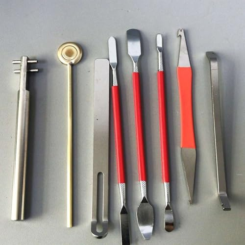 Tragbares Saxophon-Reparatur-Set für Holzblasinstrumente, Edelstahl, Flöte, Klarinette, Oboe, Gitarrenbauer, Einstellwerkzeuge, 6/8-teiliges Set (8-teilig)