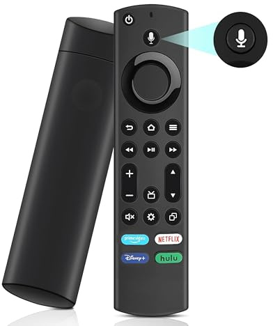Télécommande vocale pour Fire Series (1ère/2e/3e génération), Stick (HD, 4K, 4K Max, Lite), Smart TV Cube avec commande vocale. 4 raccourcis d'applications : Prime Video, Netflix, Disney+, Hulu